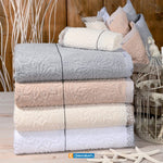 Telo bagno Biancaluna Daci spugna jacquard motivi geometrici floreali