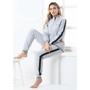 Tuta cotone felpato curvy conformato Biancaluna 20614