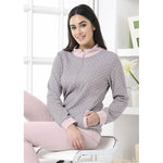 Pigiama donna giacca Biancaluna punto milano D2536 cipria