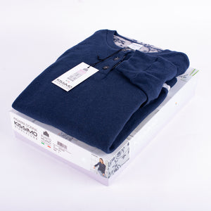 Pigiama donna punto milano blu polsino Biancaluna D2524 