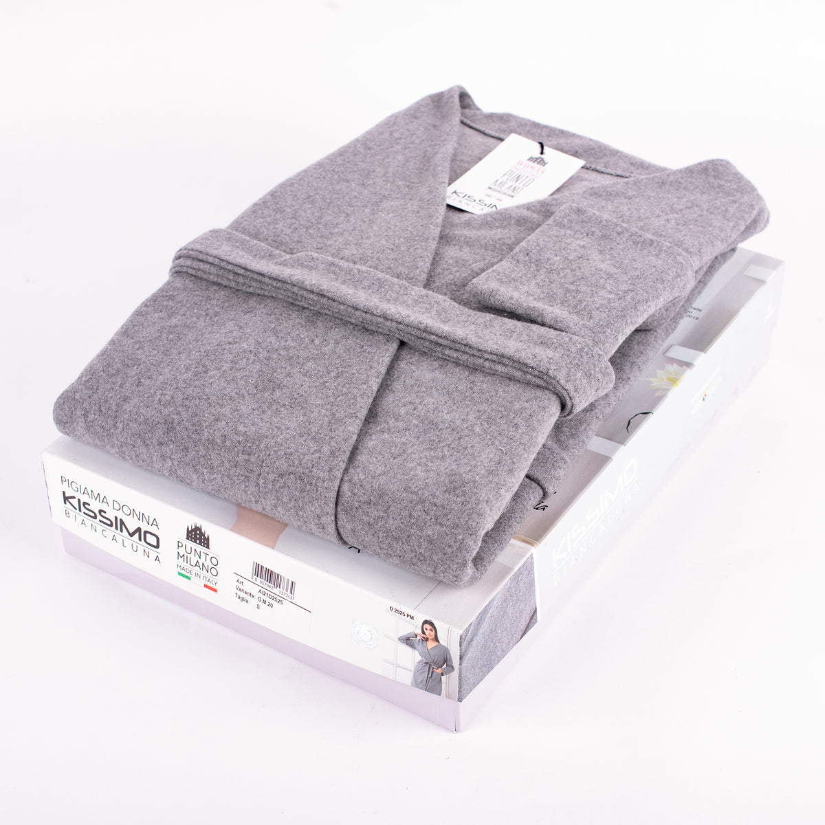 Vestaglia donna con cinta punto milano Biancaluna D2525 grigio