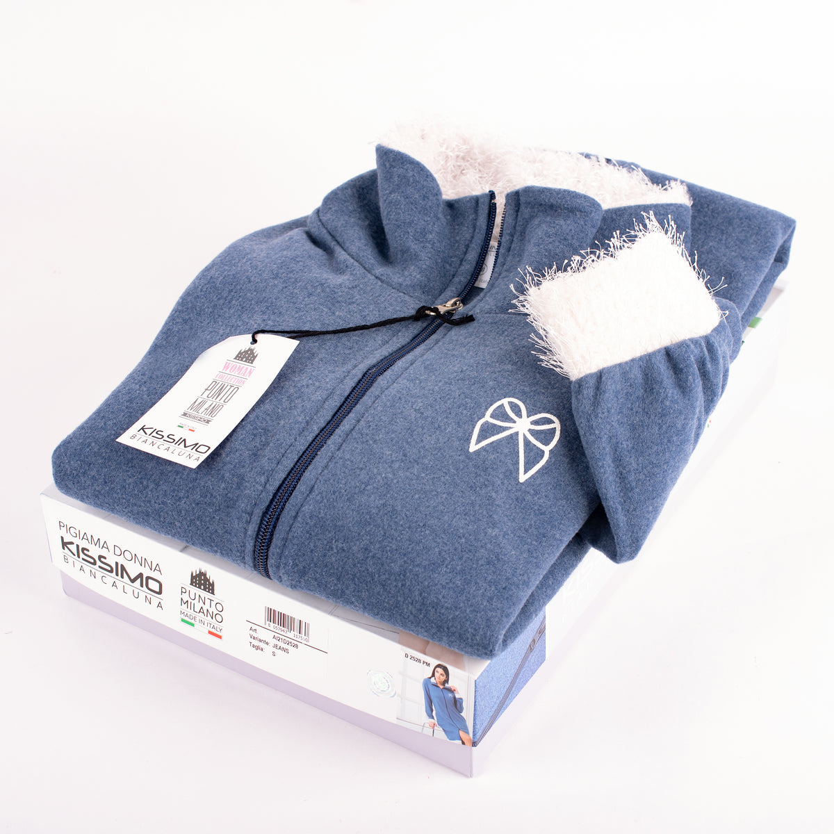 Vestaglia donna invernale Biancaluna D2528 in punto milano jeans