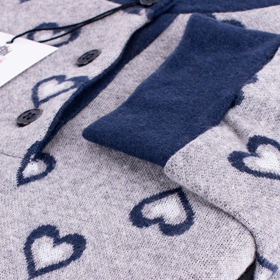 Pigiama donna punto milano invernale blu cuori Biancaluna D2533