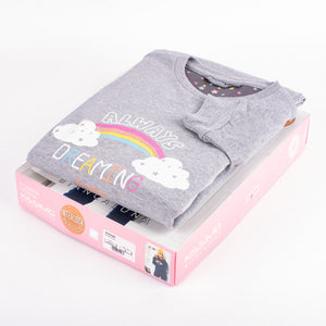 Pigiama donna caldo cotone arcobaleno grigio Biancaluna D3001