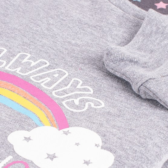 Pigiama donna caldo cotone arcobaleno grigio Biancaluna D3001