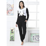 Pigiama caldo cotone Panda tuta casa Biancaluna 7004 nero
