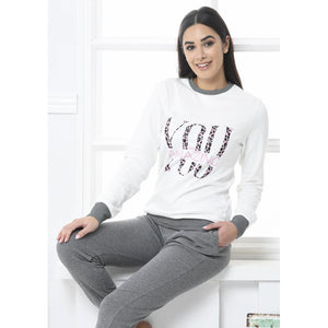Pigiama donna completo per la casa Biancaluna 7005 caldo cotone