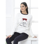 Pigiama donna gatto micio caldo cotone Biancaluna 7009 bianco
