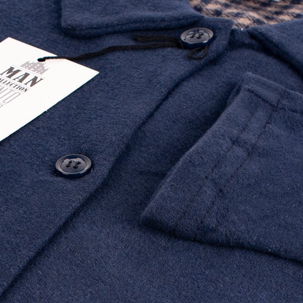 Pigiama uomo invernale a giacca Biancaluna U1523 blu