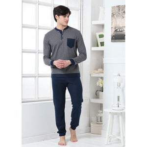 Pigiama uomo invernale Biancaluna U1524 punto milano blu