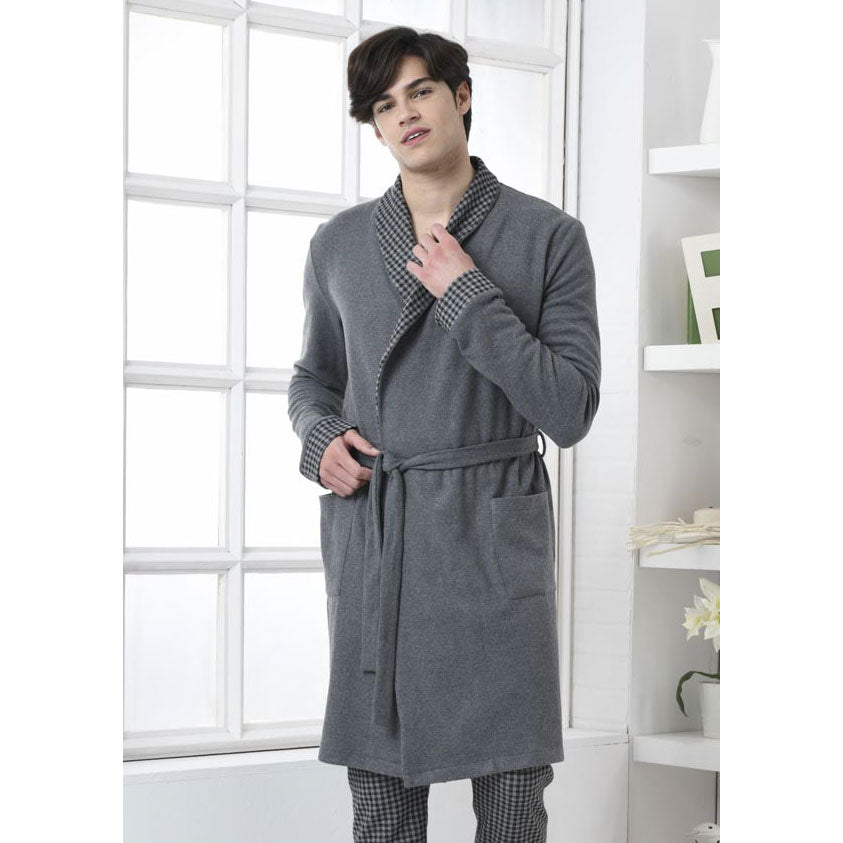 Vestaglia uomo giacca da camera grigio punto milano Biancaluna 1525