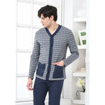 Pigiama uomo a giacca punto milano blu calibrato Biancaluna U15629