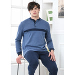 Pigiama uomo invernale punto milano Biancaluna U1531 blu rettangoli