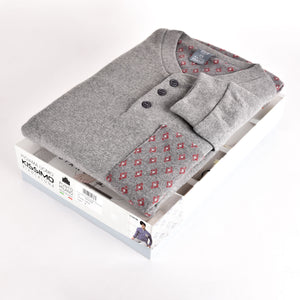 Pigiama punto milano caldo uomo a rombi grigio bordeaux Biancaluna 1542