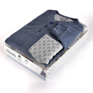 Pigiama punto milano caldo uomo rombi grigio jeans Biancaluna 1542