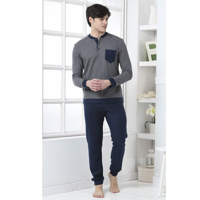 Pigiama uomo calibrato punto milano Biancaluna conformato 15624 blu