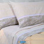 Completo Lenzuola matrimoniale 2 piazze Biancaluna Marena beige cotone