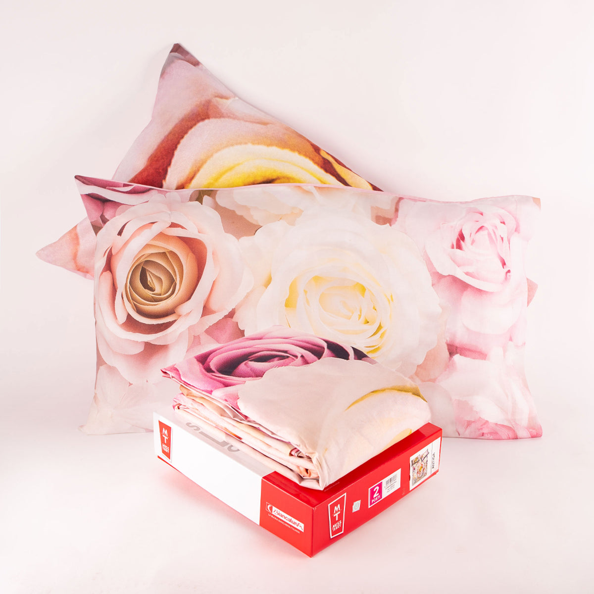 Copripiumino letto matrimoniale Biancaluna set copripiumino + due federe rose Antiga