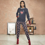 Pigiama donna cuori in punto milano Biancaluna 25054 blu