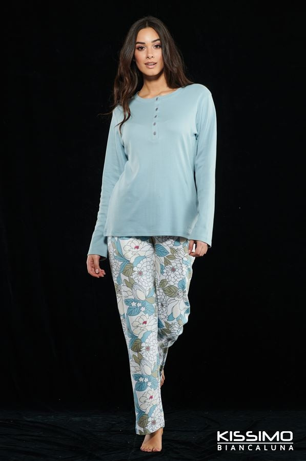 Pigiama da donna Biancaluna 6005IN lungo caldo cotone acqua