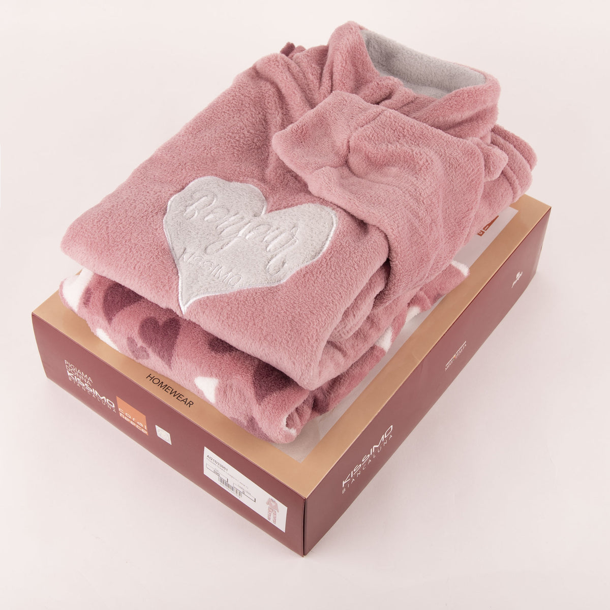 Pigiama donna in coral cuori Biancaluna D 33001 rosa