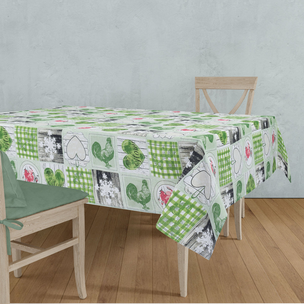 Tovaglia Sommaruga Biki cotone Loneta stampata verde Var A