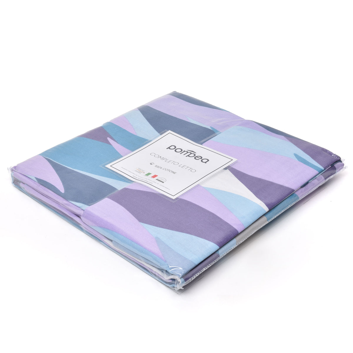 Completo letto Pompea Blaze lenzuola sopra sotto con angoli federa azzurro