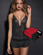 Body short intimo sexy senza ferretto Admas 43043 in pizzo nero 