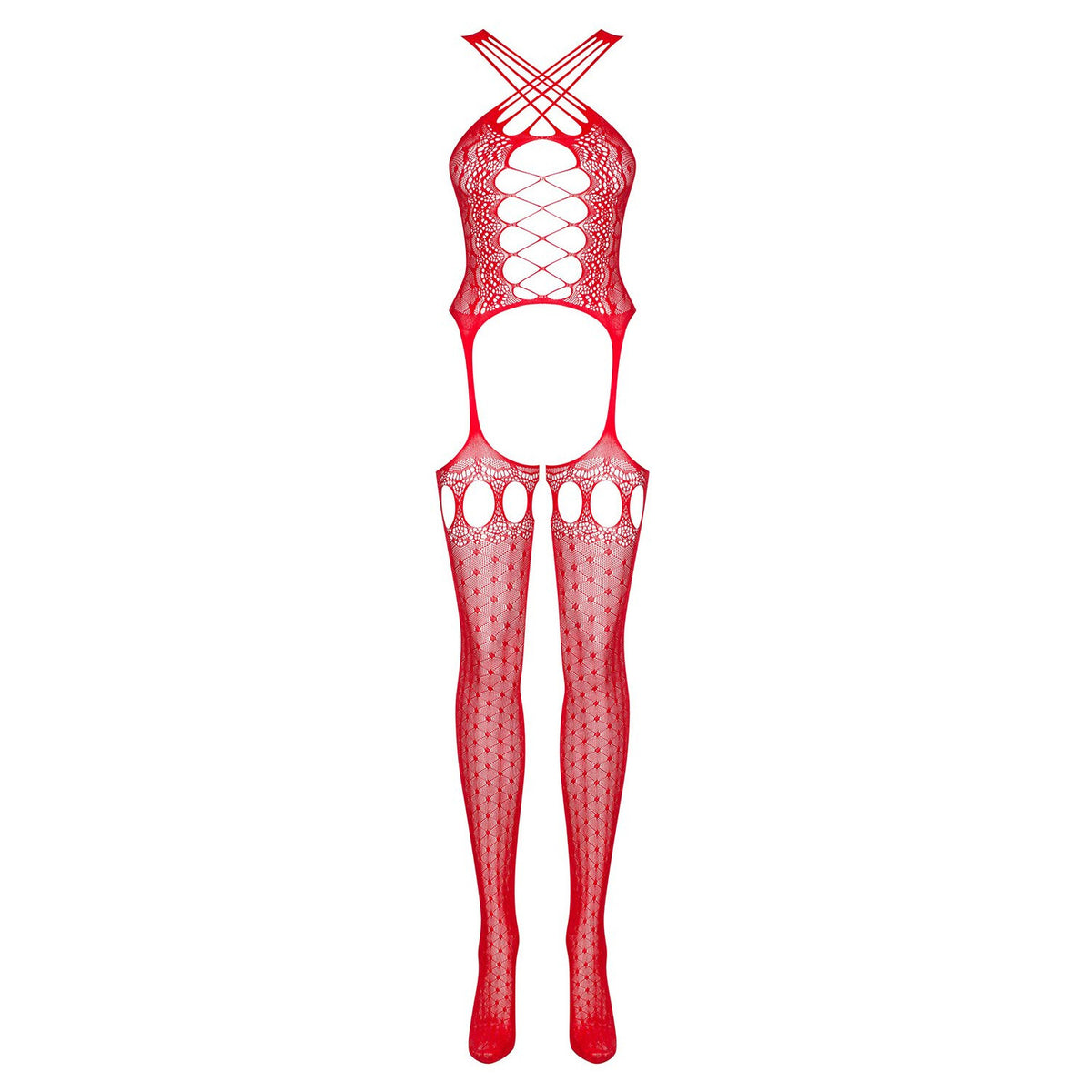 Bodystocking tuta rossa sexy aperta a rete Obsessive G313