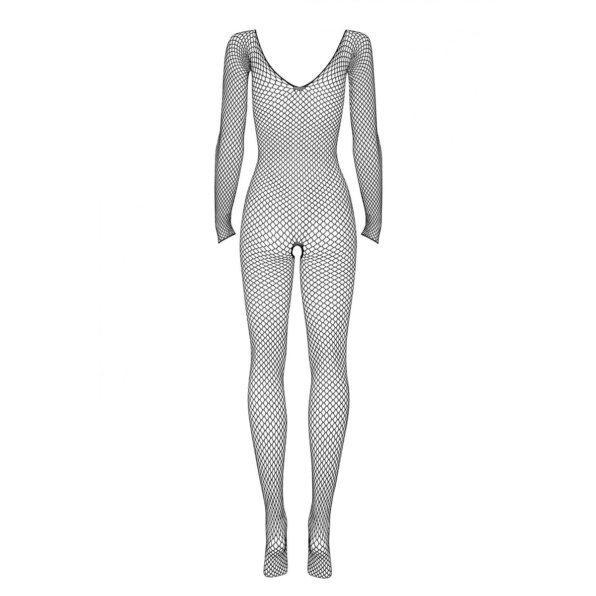 Bodystocking sexy a rete aderente con scollo profondo e cavallo aperto N109