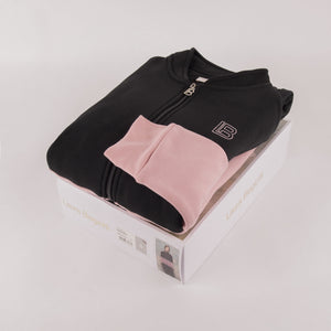Tuta donna invernale Laura Biagiotti 96465 cotone felpato aperta nero /petalo