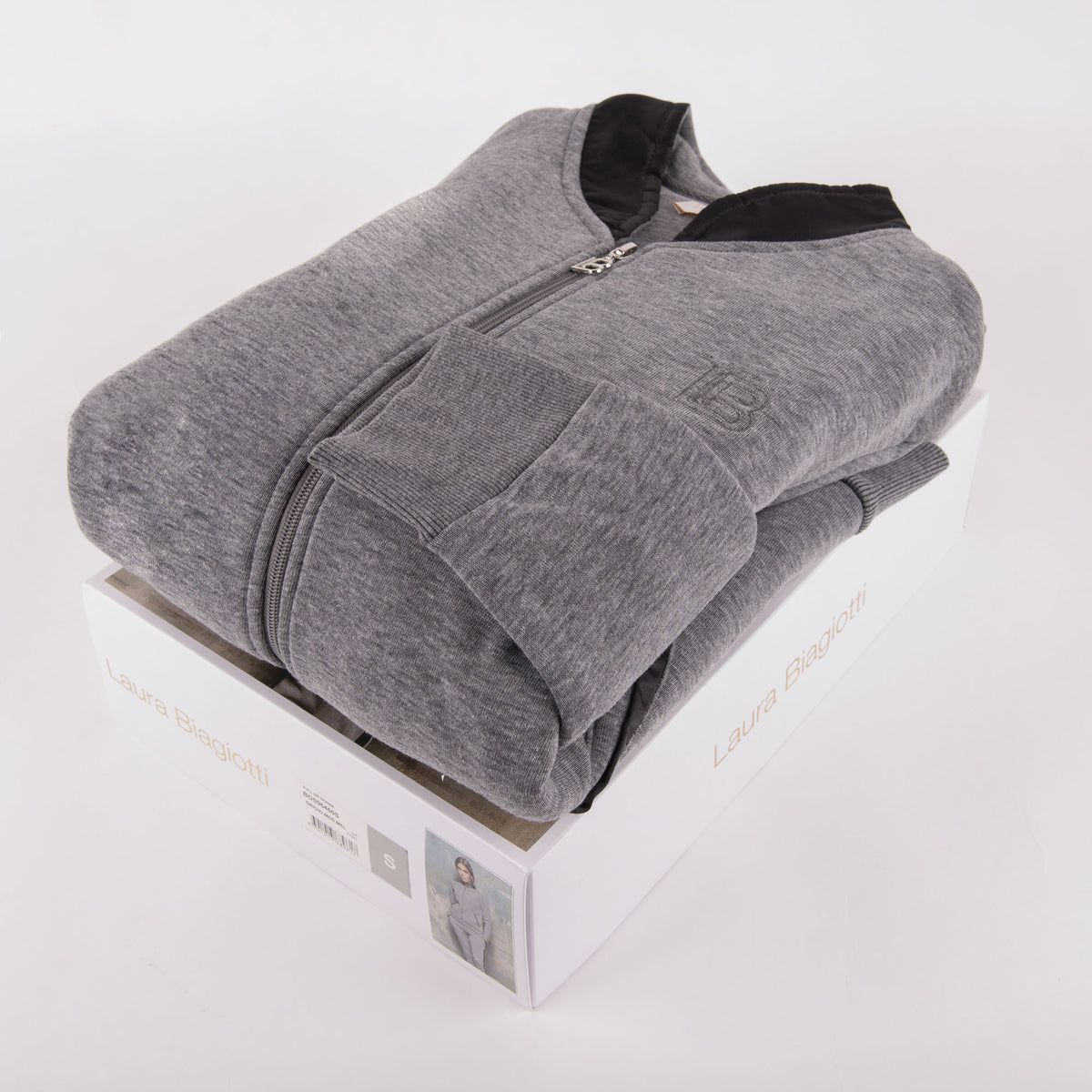Tuta donna invernale Laura Biagiotti 96460 cotone felpato aperta grigio melange