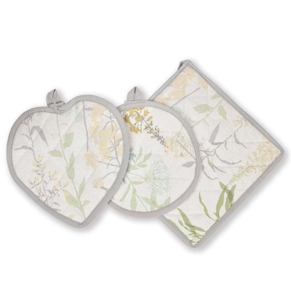 Presine cotone fiori giallo 3 pezzi Preziosa Botanic 