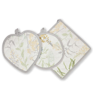 Presine cotone fiori giallo 3 pezzi Preziosa Botanic 