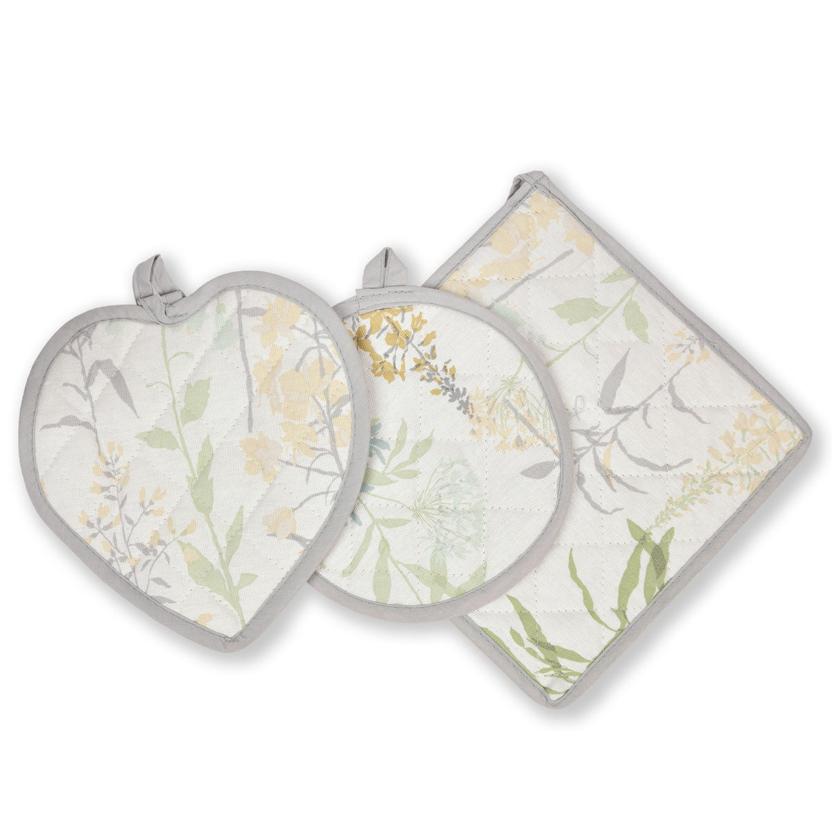 Presine cotone fiori giallo 3 pezzi Preziosa Botanic 