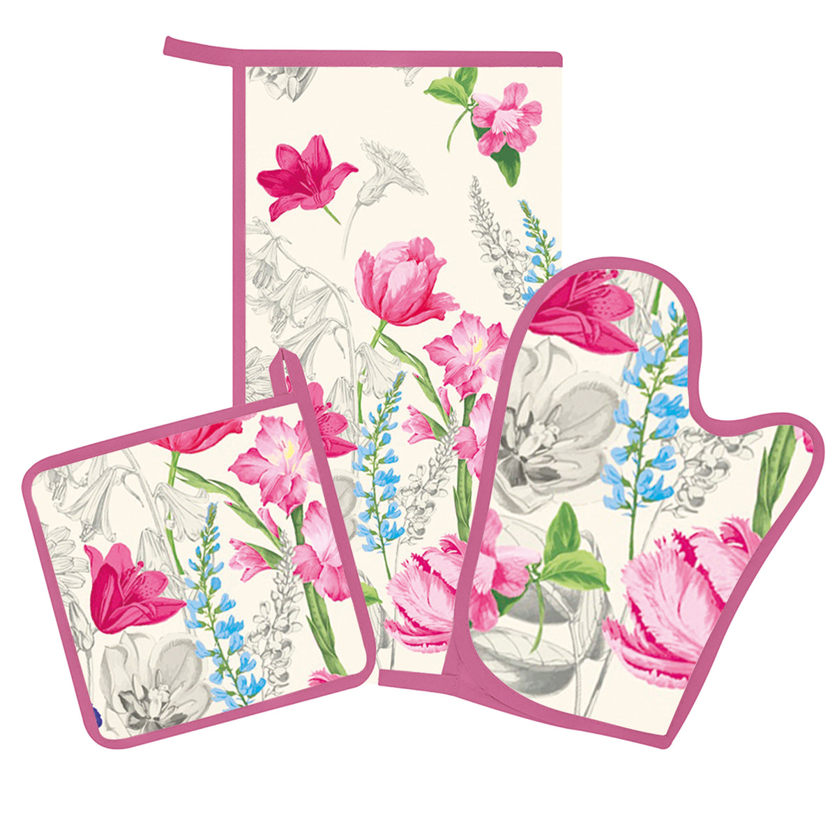 Strofinaccio guanto presina Set 3 pz cucina Preziosa Botanic