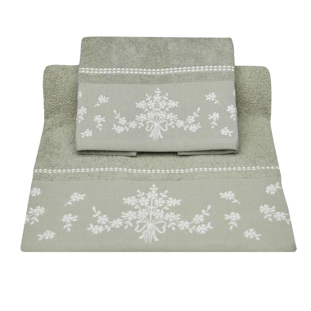 Vingi set asciugamani viso e ospite Bouquet oliva