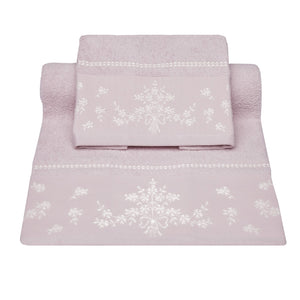 Vingi set asciugamani viso e ospite Bouquet rosa
