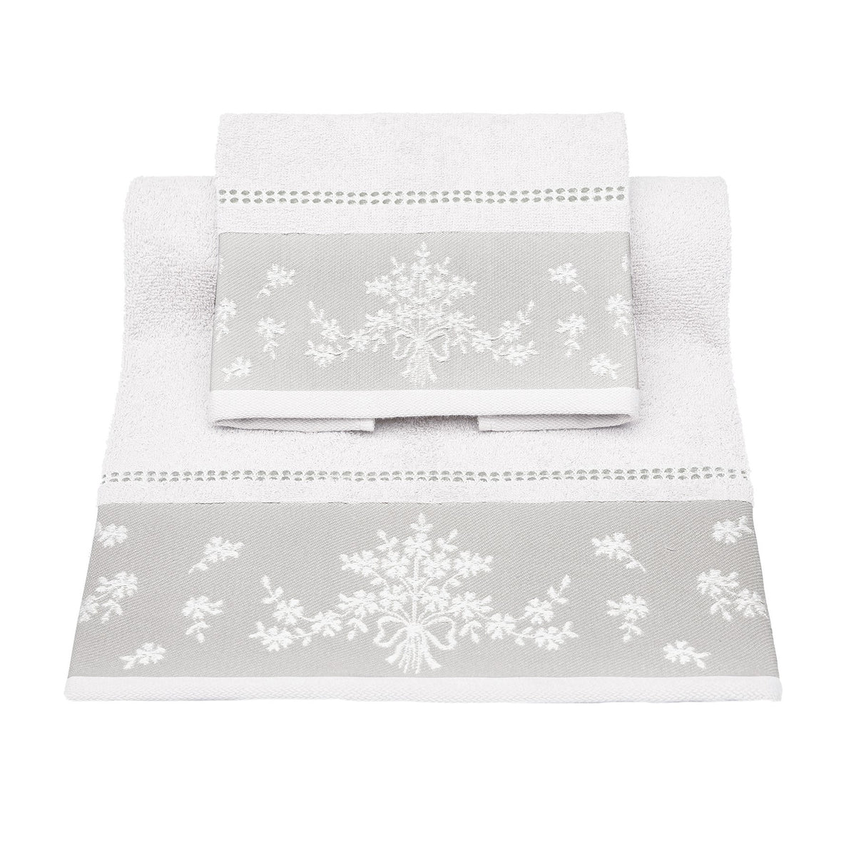 Vingi set asciugamani viso e ospite Bouquet bianco