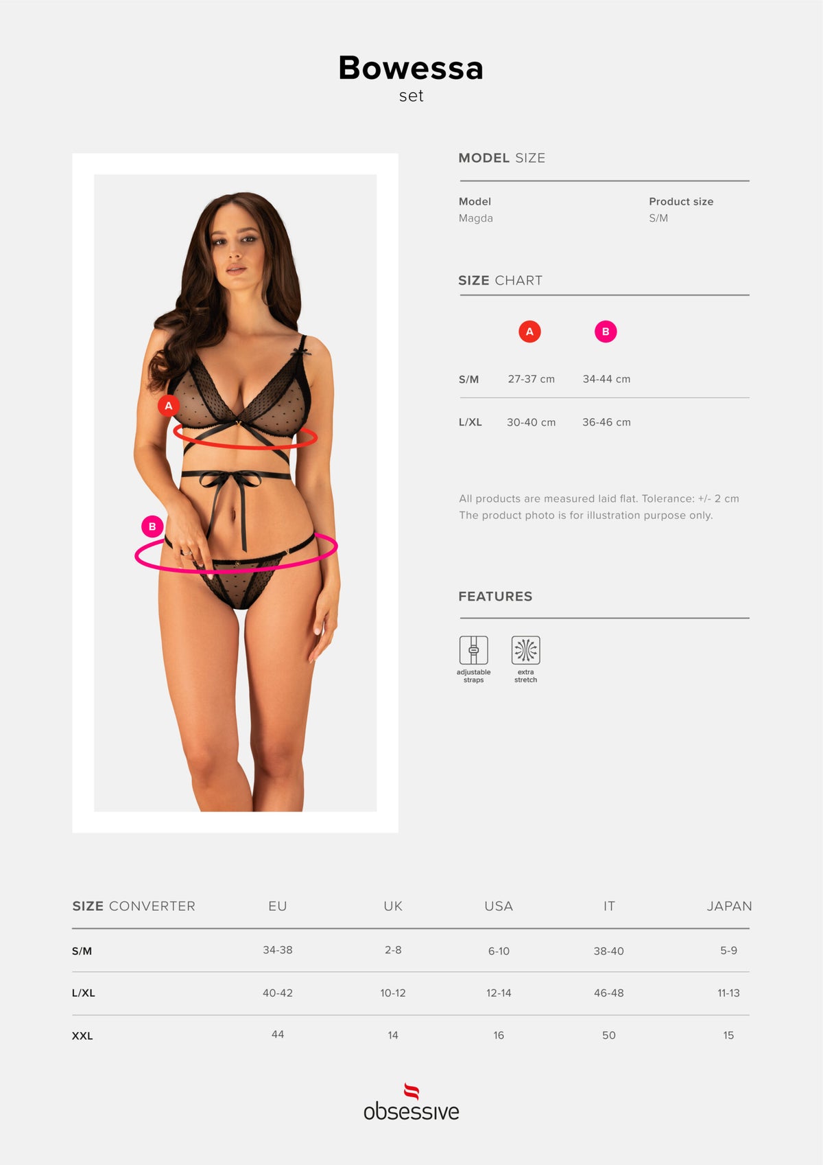 Reggiseno + perizoma set raso Obsessive Bowessa 2-pcs