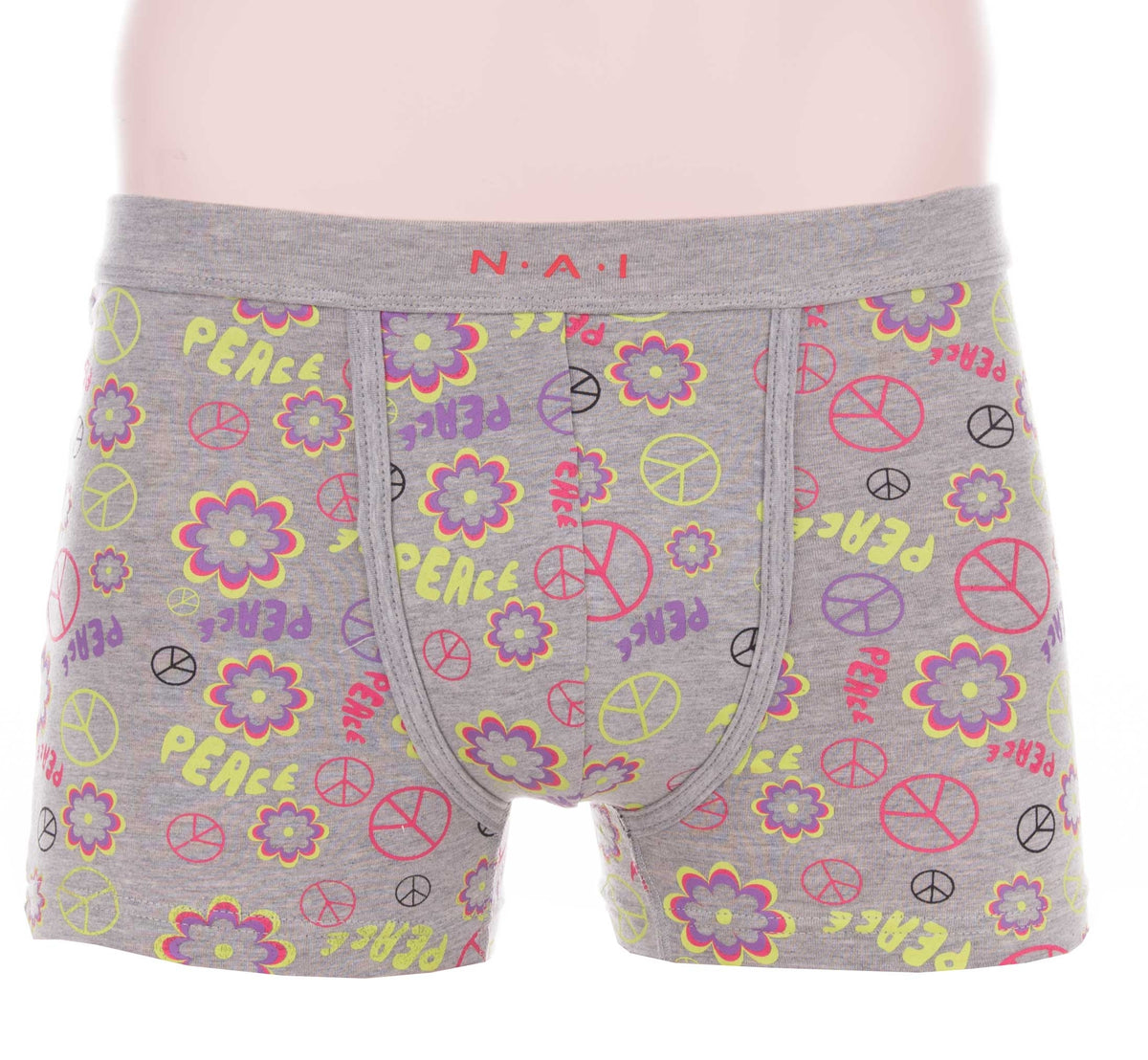 Boxer da uomo a fantasia floreale Nai 8534 in cotone elasticizzato grigio 