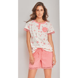 Pigiama Donna Laura Biagiotti 96373 corto stampato seta/pesca