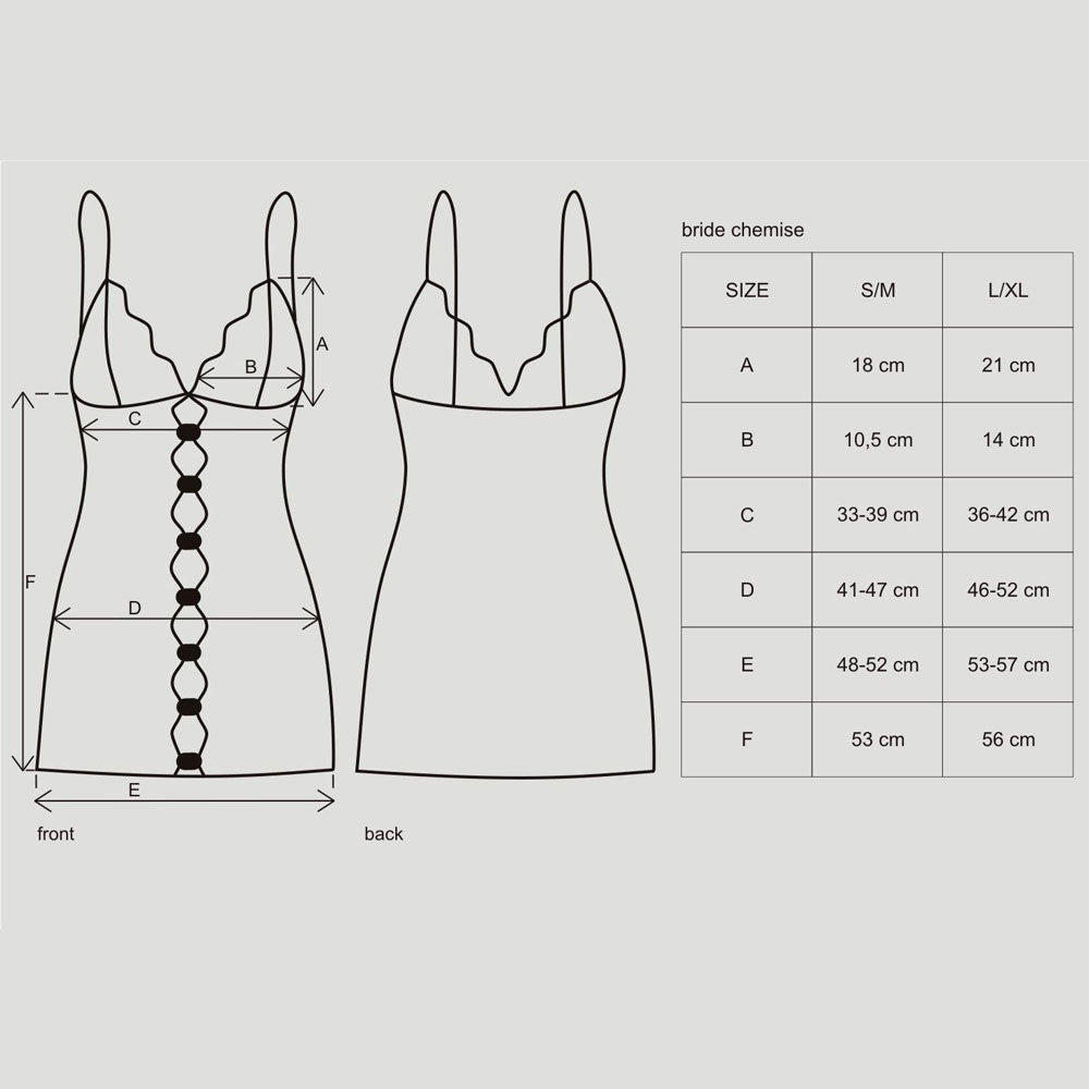 Sexy coordinato sottoveste + perizoma Obsessive bride chemise e thong nero