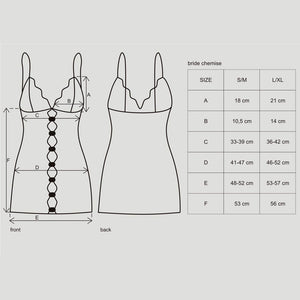 Sexy coordinato sottoveste + perizoma Obsessive bride chemise e thong nero