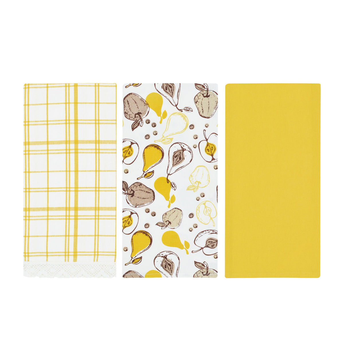 Set da 3 strofinacci Preziosa Calisè W01 C frutta giallo cotone