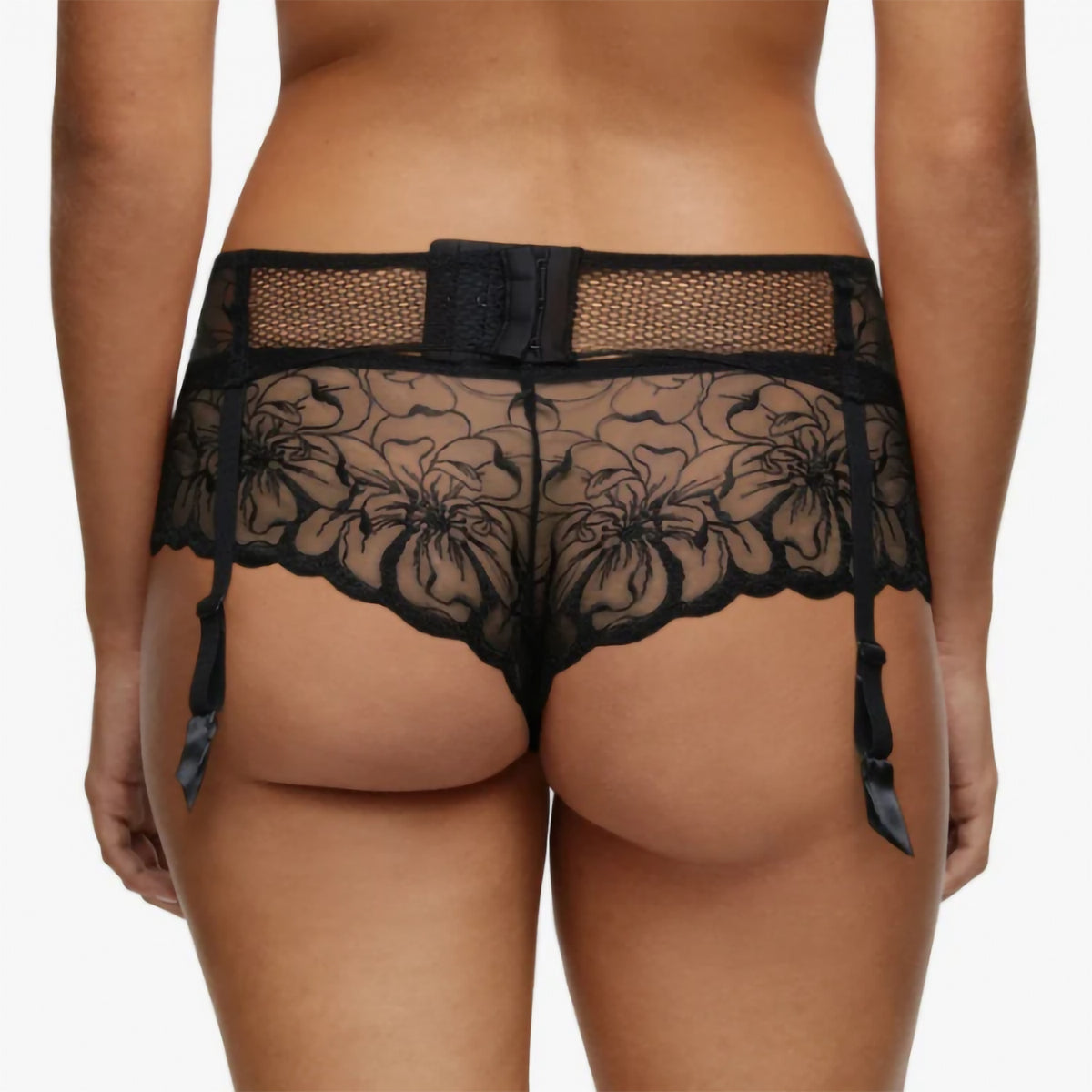 Reggicalze in tulle ricamato e dettagli oro Chantelle C12M70