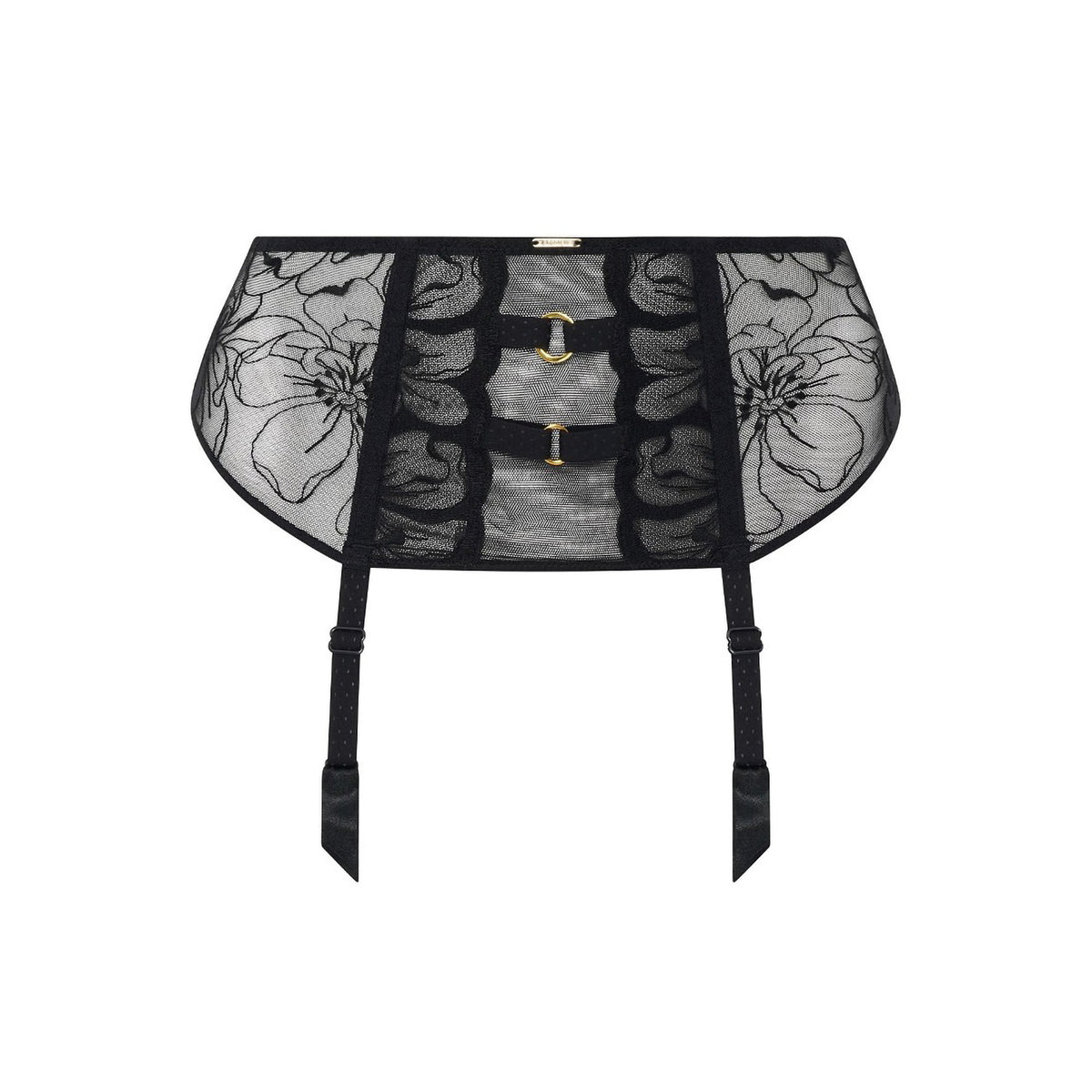 Reggicalze in tulle ricamato e dettagli oro Chantelle C12M70