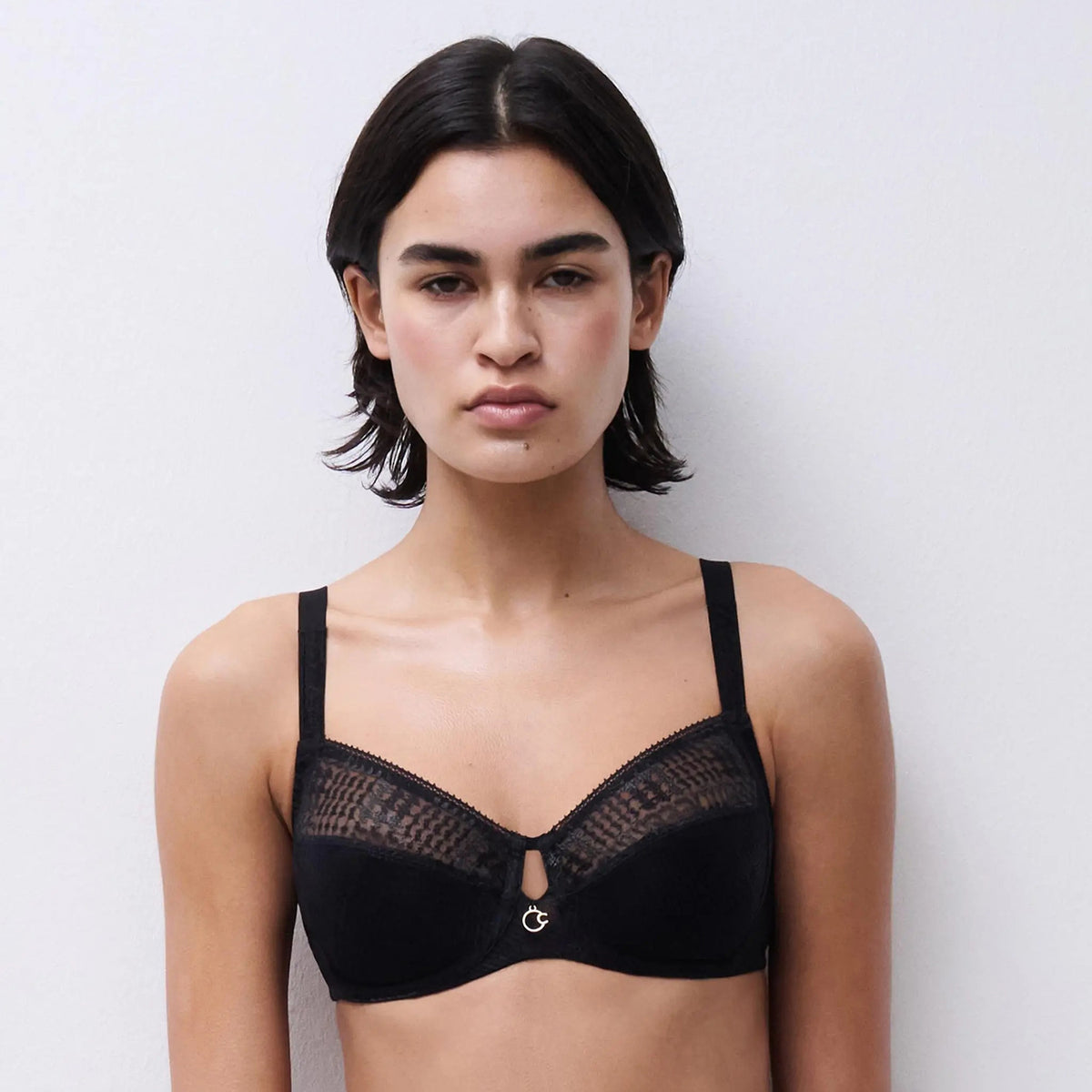 Reggiseno con ferretto tulle ricamo pied de poule Chantelle C13WMU