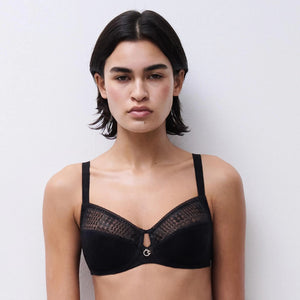 Reggiseno con ferretto tulle ricamo pied de poule Chantelle C13WMU