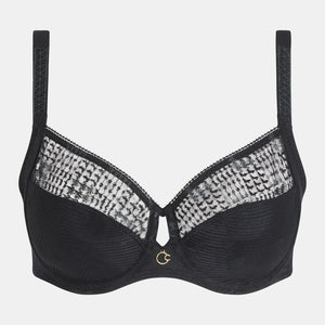 Reggiseno con ferretto tulle ricamo pied de poule Chantelle C13WMU